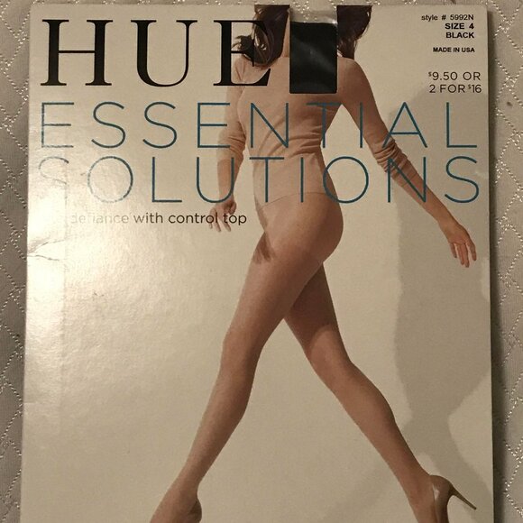 HUE Essential Solutions Control Top Pantyhose Size 4 Black - Picture 1 of 3